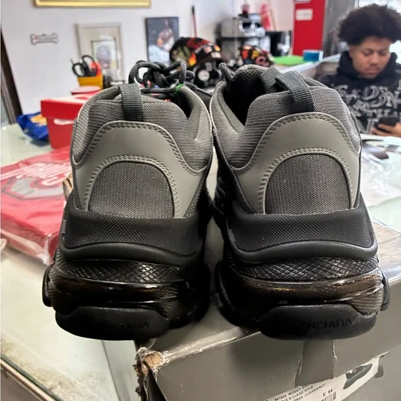 Balenciaga Triple S Sneakers Clear Sole Dark Grey Size 44 Pre Owned Used - Picture 12 of 14